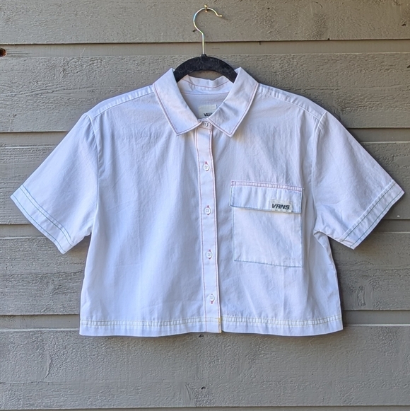 Vans Thread It Top Button Up White Colorful Stitching Size Small - Picture 10 of 10